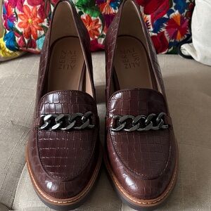 Naturalizer Dark Brown Croc-Embossed Loafers